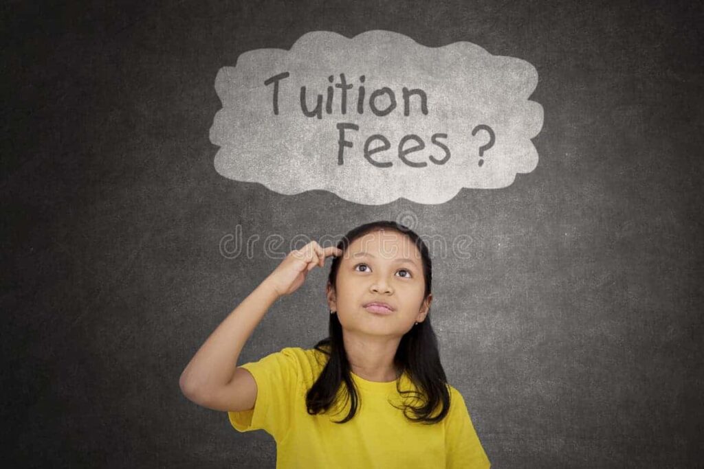 Student thinking about tuition fees for studying abroad