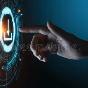 Hand pressing a digital download icon, symbolizing free France study abroad checklist download.