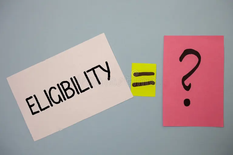 Word “Eligibility” with an equals sign and a question mark on colored cards—concept of admission requirements for Study in Sweden.