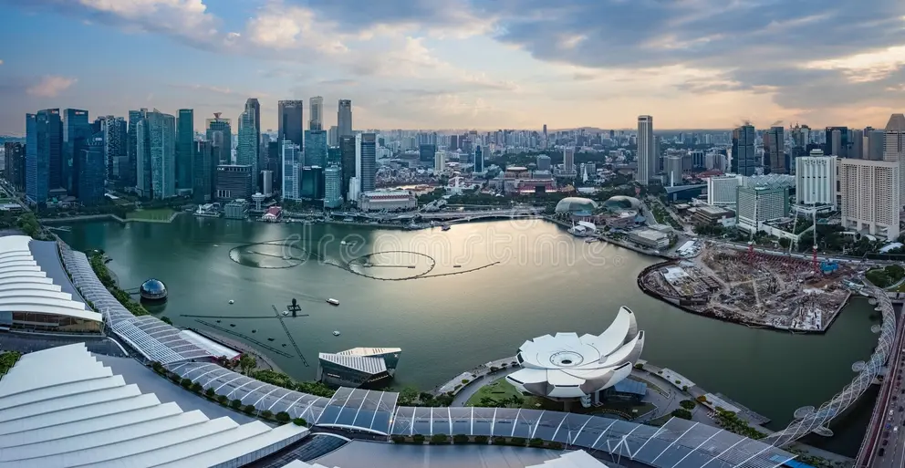 Marina Bay skyline with ArtScience Museum at sunset, Singapore—modern cityscape for Study in Singapore hero.