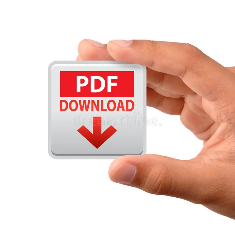 Hand holding a PDF Download button with red arrow – StudySilently