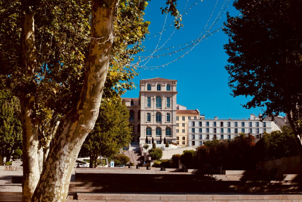 Historic French university building with clear blue sky, symbolizing global recognition of French degrees