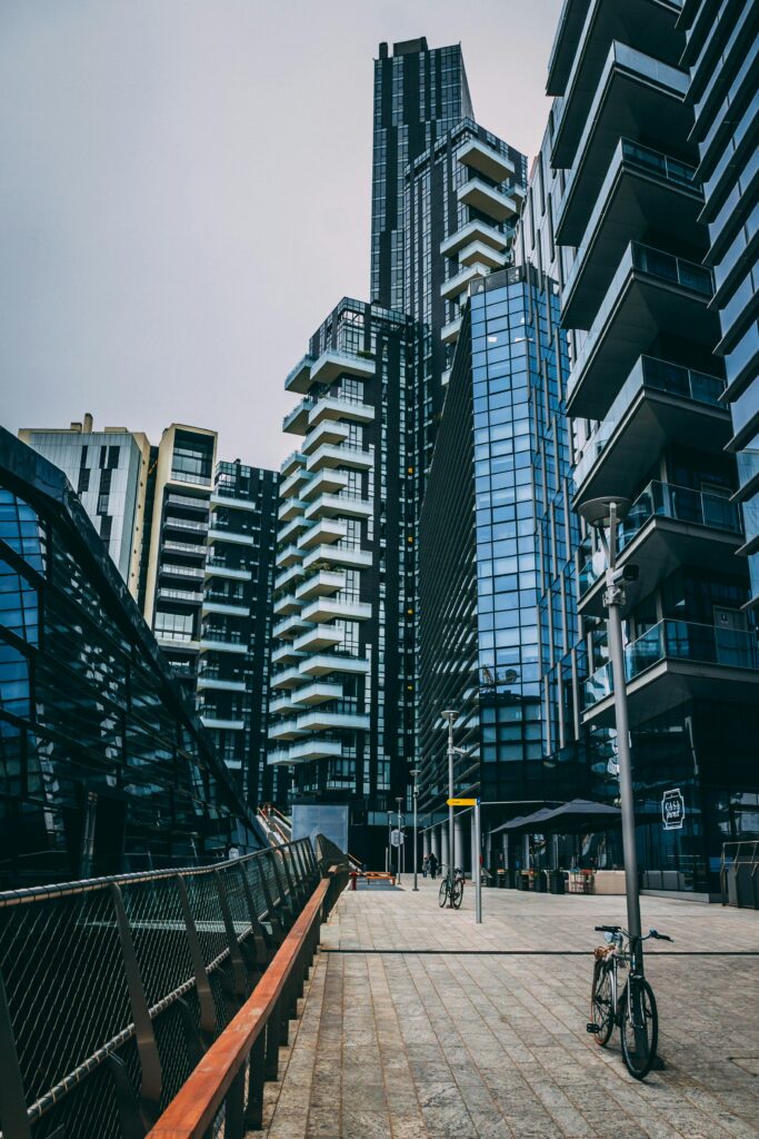 Modern city buildings in Milan representing research, innovation and career opportunities while studying in Italy