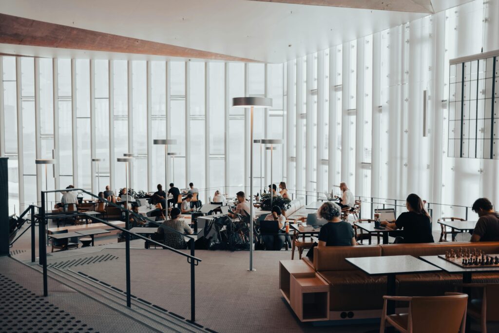 Students studying at Oslo Public Library in Norway during study abroad