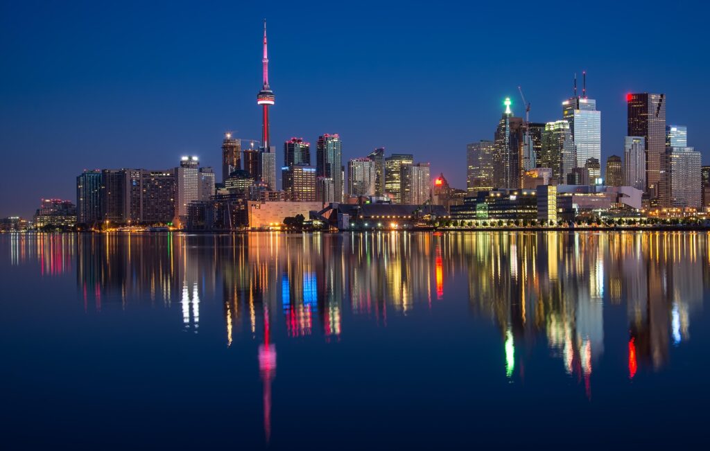 Toronto skyline at night representing top countries for international students starting their study abroad journey.