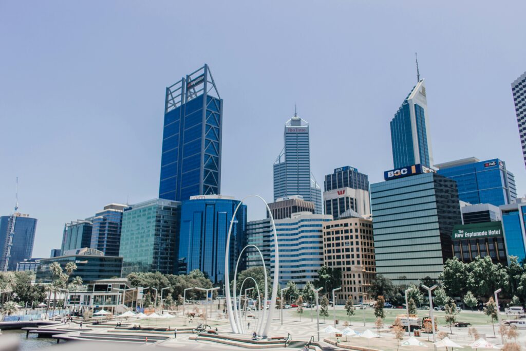 Modern city skyline in Australia representing a top destination for international students and study abroad opportunities.