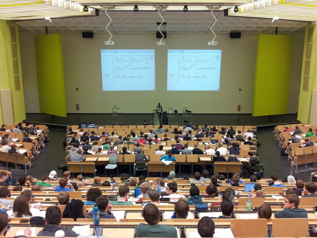 university lecture hall representing academic documents required for a student visa application