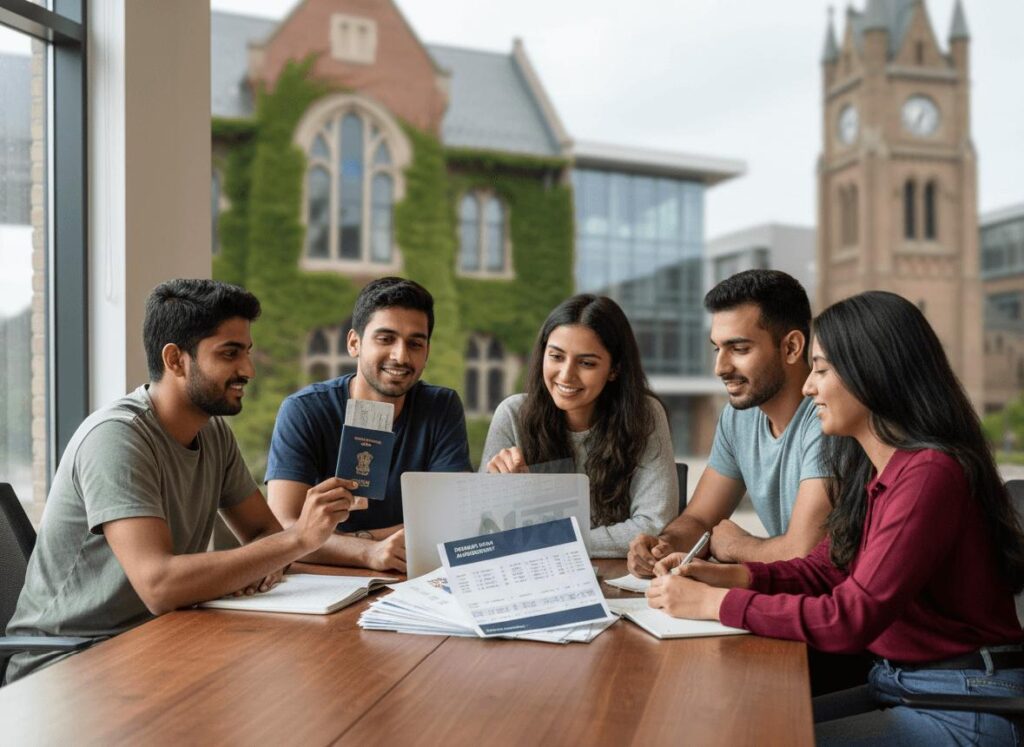 How to Plan Study Abroad smart checklist with students discussing documents and passport before applying abroad