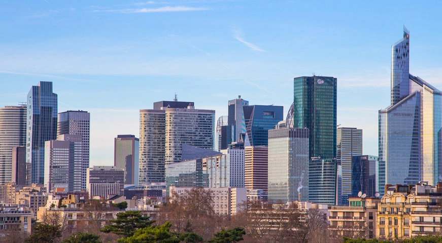 Study in France modern skyline showcasing world-class universities, business districts, and an excellent environment for international students.