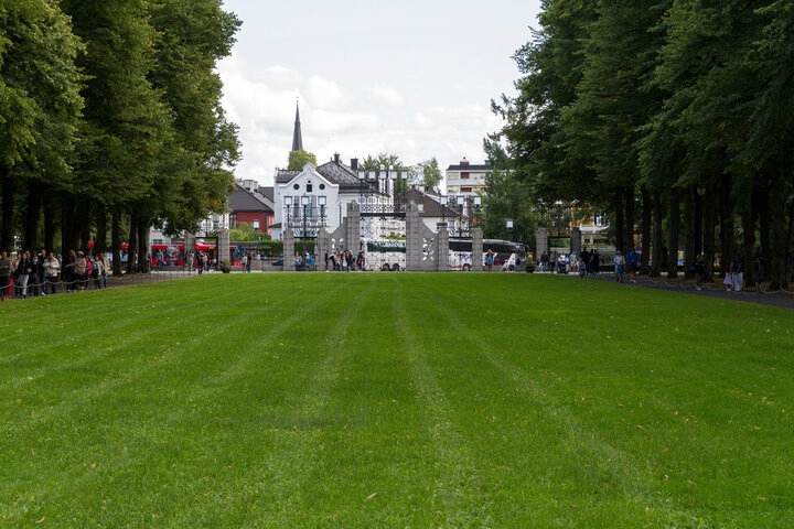 Study in Norway featuring a beautiful university campus with green lawns and a peaceful environment for international students.